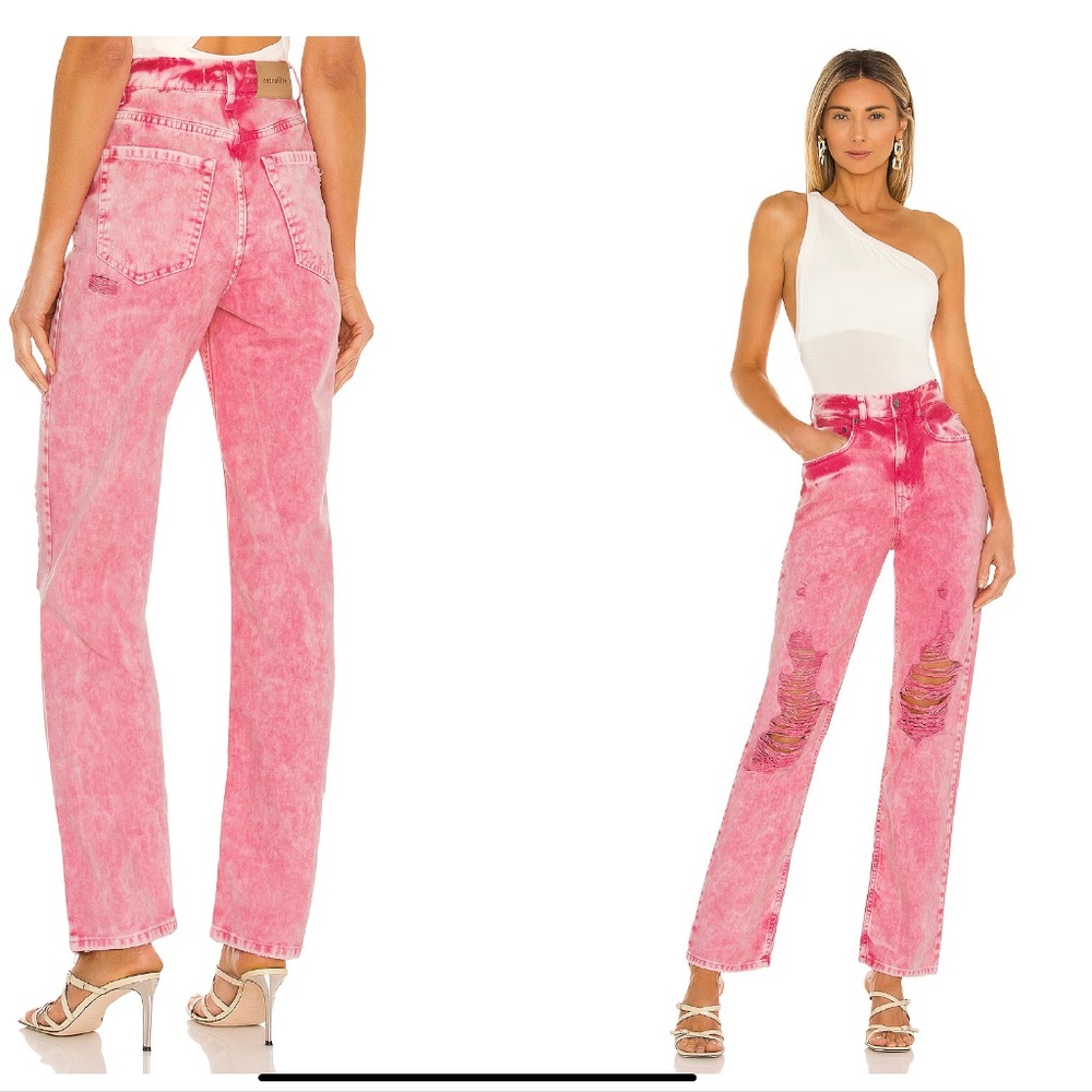 Retrofete (Revolve) Chris Jeans in Pink, Pink Denim